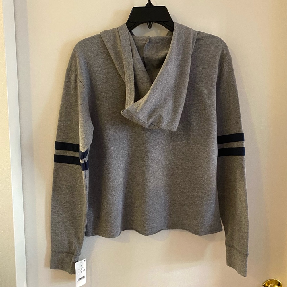 NWT. Fifth Sun Gray hoodie top with Navy Accents - Picture 5 of 8